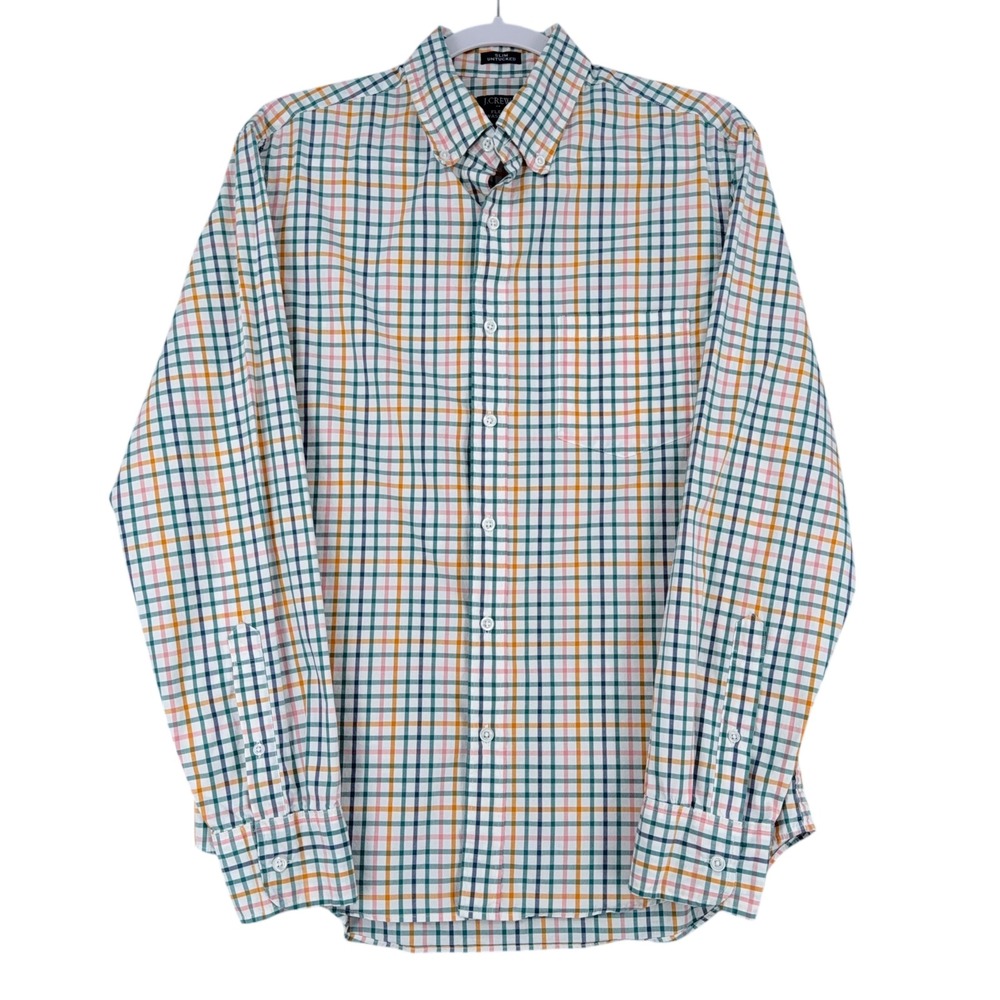 J Crew Slim‎ Untucked Flex Washed Plaid Button Down Shirt Men Medium